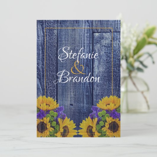 Rustic Blue Fence & Daisies Kaart (Staand voorkant)