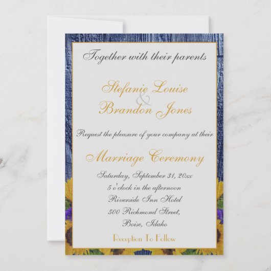 Rustic Blue Fence & Daisies Kaart (Achterkant)