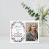 Rustic Blue Floral 50th Birthday Dank je wel Briefkaart (Staand voorkant)