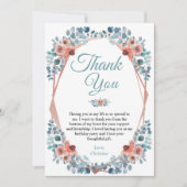 Rustic Blue Floral 50th Birthday Hartelijk dank Bedankkaart (Voorkant)