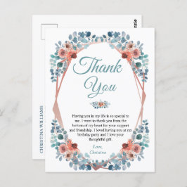 Rustic Blue Floral 50th Birthday Hartelijk dank Briefkaart