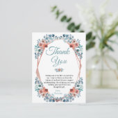 Rustic Blue Floral 50th Birthday Hartelijk dank Briefkaart (Staand voorkant)