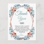 Rustic Blue Floral 50th Birthday Hartelijk dank Briefkaart (Voorkant)
