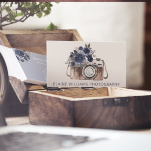 Rustic Blue Floral  camera fotograaf Visitekaartje