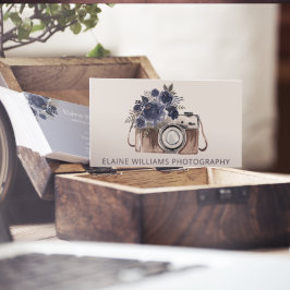 Rustic Blue Floral  camera fotograaf Visitekaartje