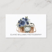 Rustic Blue Floral  camera fotograaf Visitekaartje (Voorkant)