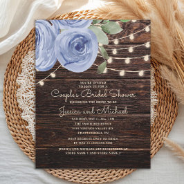 Rustic Blue Floral Couple's Vrijgezellenfeest Kaart