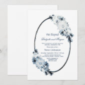 Rustic Blue Floral Elopement Celebration Kaart (Voorkant / Achterkant)