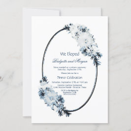 Rustic Blue Floral Elopement Celebration Kaart