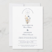 Rustic Blue Floral Garden Wedding Kaart (Voorkant)