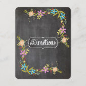 Rustic Blue Floral Garland Chalkboard Wedding Informatiekaartje (Voorkant)