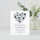 Rustic Blue Floral Heart Budget Weddenschap (Staand voorkant)