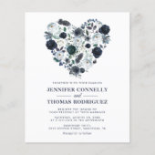 Rustic Blue Floral Heart Budget Weddenschap (Voorkant)