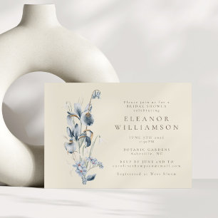 Rustic Blue Floral Minimal Vrijgezellenfeest Kaart