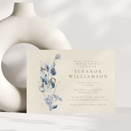 Rustic Blue Floral Minimal Vrijgezellenfeest Kaart