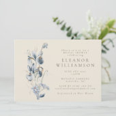 Rustic Blue Floral Minimal Vrijgezellenfeest Kaart (Staand voorkant)