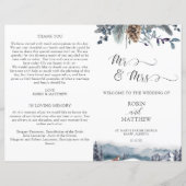 Rustic Blue Floral, Mountains Fox Wedding Programm (Voorkant)