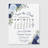 Rustic Blue Floral Save the Date Calendar Magnet (Voorkant)