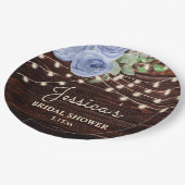 Rustic Blue Floral String Lights Vrijgezellenfeest Papieren Bordje (Gekanteld)