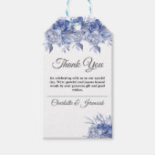 Rustic Blue Floral Waterverf Weddenschap Cadeaulabel (Voorkant)
