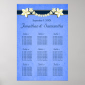Rustic Blue Floral Wedding 9 Table Seating Charts Poster (Voorkant)
