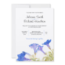 Rustic Blue Floral Wedding Invitations