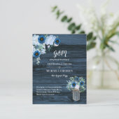 Rustic Blue Floral Wedding Invitations Mason Jar Kaart (Staand voorkant)