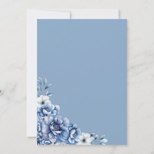 Rustic Blue Floral Wedding Kaart (Achterkant)