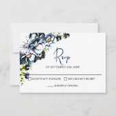 Rustic Blue Floral Wedding RSVP (Voorkant)