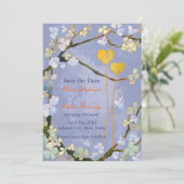 Rustic Blue Floral Wedding Save the Date (Staand voorkant)