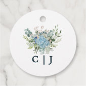 Rustic Blue Floral Wreath Greenery Wedding Bedankjes Labels (Achterkant)