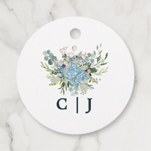 Rustic Blue Floral Wreath Greenery Wedding Bedankjes Labels (Achterkant)