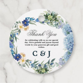 Rustic Blue Floral Wreath Greenery Wedding Bedankjes Labels