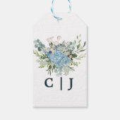 Rustic Blue Floral Wreath Greenery Wedding for T Cadeaulabel (Achterkant)