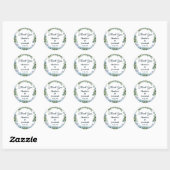 Rustic Blue Floral Wreath Greenery Wedding Ronde Sticker (Vel)