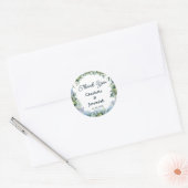Rustic Blue Floral Wreath Greenery Wedding Ronde Sticker (Envelop)