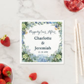 Rustic Blue Floral Wreath Greenery Wedding Servet (Insitu)