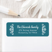 Rustic Blue Flourish Return Address Labels (Insitu)