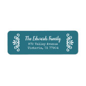 Rustic Blue Flourish Return Address Labels (Voorkant)