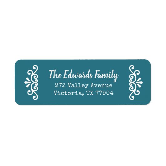 Rustic Blue Flourish Return Address Labels (Voorkant)