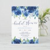 Rustic Blue Flowers Bridal Shower Kaart (Staand voorkant)