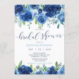 Rustic Blue Flowers Bridal Shower Kaart