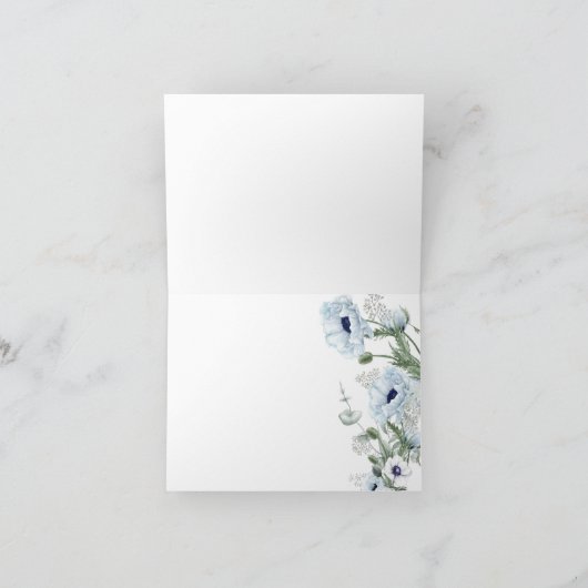Rustic Blue Flowers White Dahlia Garden Dank je Bedankkaart (Binnen)