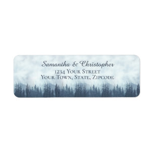 Rustic Blue Forest Small Wedding Return-adres Etiket