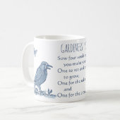 Rustic Blue Gardener's Poem Rabbit Crow Vintage Koffiemok (Voorkant links)