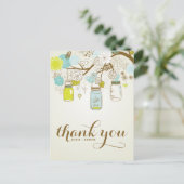 RUSTIC BLUE & GEEL MASON JARS DANK U BRIEFKAART (Staand voorkant)