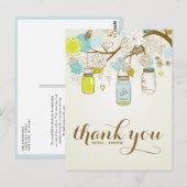 RUSTIC BLUE & GEEL MASON JARS DANK U BRIEFKAART (Voorkant / Achterkant)