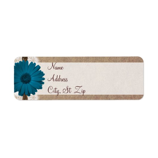 Rustic Blue Gerber Daisy Return Address Labels (Voorkant)