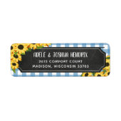 Rustic Blue Geruite Zonneschijn BBQ Baby Shower Etiket (Voorkant)