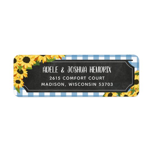 Rustic Blue Geruite Zonneschijn BBQ Baby Shower Etiket (Voorkant)